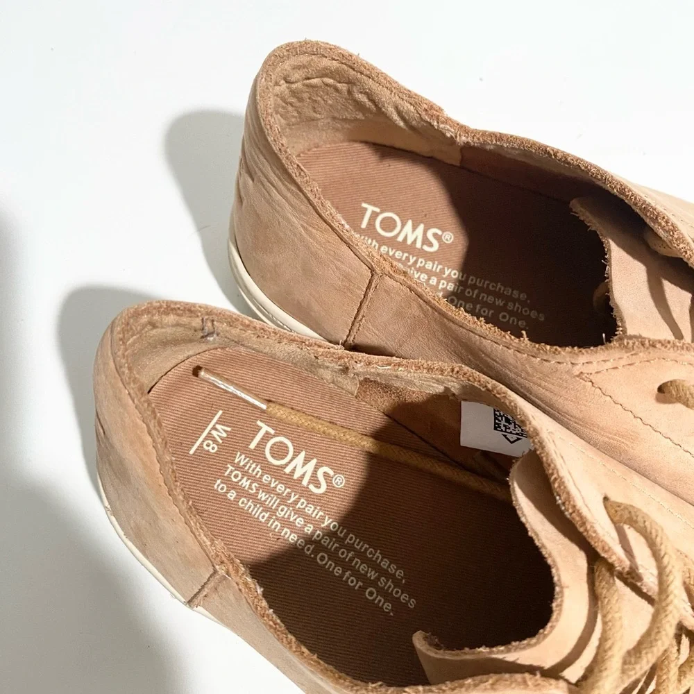New TOMS Lenox Sandstorm‎ Nubuck Sneakers Beige Nude Tan 8